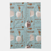 可愛いコーヒーカップクリームカフェイン粒茶色ハート キッチンタオル (縦)