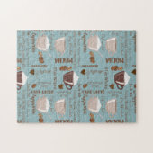 可愛いコーヒーカップクリームカフェイン粒茶色ハート ジグソーパズル (横)