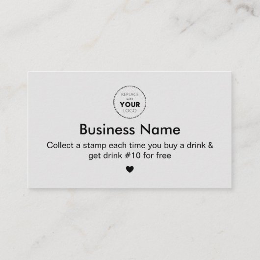 可愛いコーヒーカップ飲み物&ハートあなたのロゴグレーを追加 ロイヤリティカード (裏面)