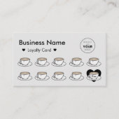 可愛いコーヒーカップ飲み物&ハートあなたのロゴグレーを追加 ロイヤリティカード (正面)