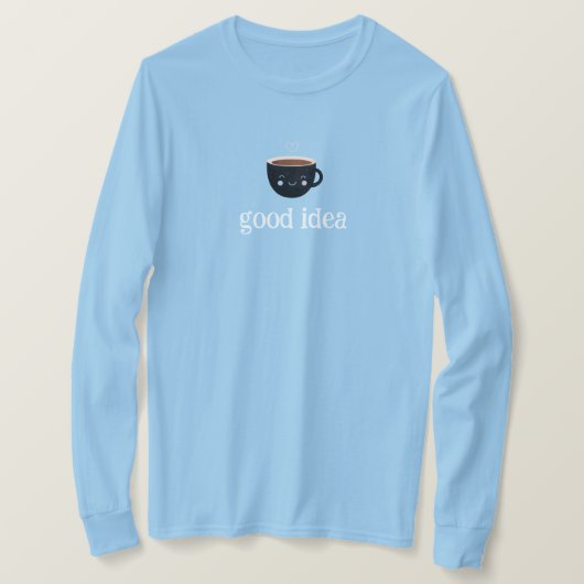 可愛いコーヒーカップ ブルースウェット Tシャツ (デザイン正面)