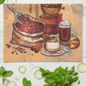 可愛いコーヒーキッチンデコ キッチンタオル (折り畳み)