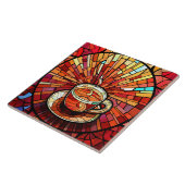 可愛いコーヒーショップのキッチンフェイクステンドグラス タイル (側面)