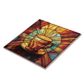 可愛いコーヒーショップのキッチンフェイクステンドグラス タイル (側面)