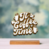 可愛いコーヒータイムワードアート アクリルサイン (ニュートラル)