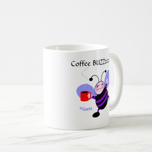 可愛いコーヒーバズ漫画パープルワーカーミツバチ コーヒーマグカップ (正面右)