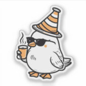 可愛いコーヒーバードステッカー – 居心地の良いモーニングビア シール (正面)