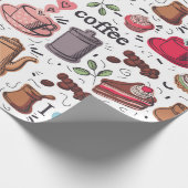 可愛いコーヒーパターン ラッピングペーパー (角)