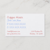 可愛いコーヒーマグパステルビジネスカード 名刺 (裏面)