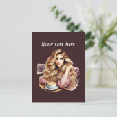 可愛いコーヒーレディーアッド文字 ポストカード (スタンド正面)