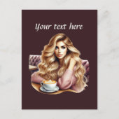 可愛いコーヒーレディーアッド文字 ポストカード (正面)