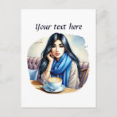 可愛いコーヒーレディーアッド文字 ポストカード (正面)