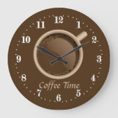 可愛いコーヒー時間の追加文字 ラージ壁時計 (正面)