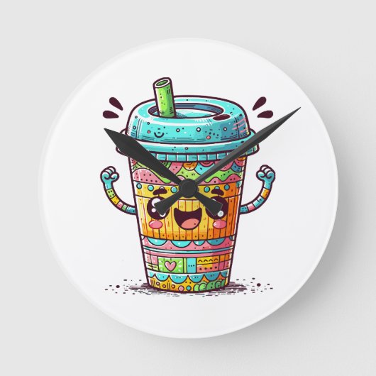 可愛いコーヒー ラウンド壁時計 (正面)