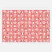 🎄可愛いコーラルクリスマスパターン ラッピングペーパーシート (正面)