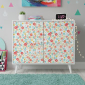 可愛いコーラルレッドピンクアクアブルーフローラアートパターン 薄葉紙