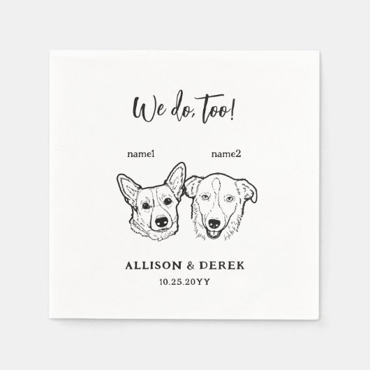 可愛いコ縁どルギコリー2匹の犬結婚の スタンダードカクテルナプキン (正面)