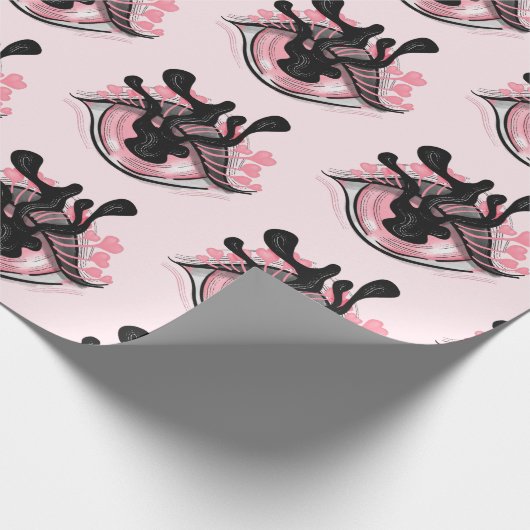 可愛いゴシックピンクアイクリームホラーウィッカ ラッピングペーパー (角)