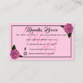 可愛いゴシック様式のブーツピンクのローズタトゥーアーティスト 名刺 (裏面)