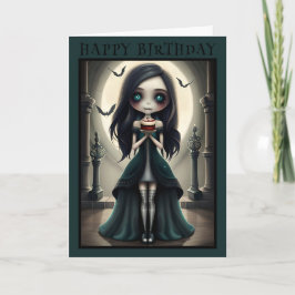 可愛いゴシック、ゴシックガールハロウィーン誕生日カード カード