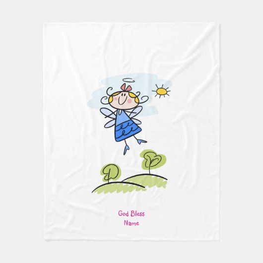 可愛いゴドーターエンジェルパーソナライズされた フリースブランケット (正面)