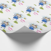 可愛いゴドーターエンジェルパーソナライズされた ラッピングペーパー (角)