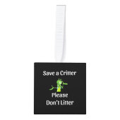 可愛いゴミ捨てな救い – キラキラと環境 キューブオーナメント (正面)