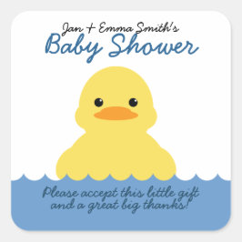 可愛いゴムダッキー（アヒルちゃん）ベビーシャワーパーティー特典ラベル スクエアシール