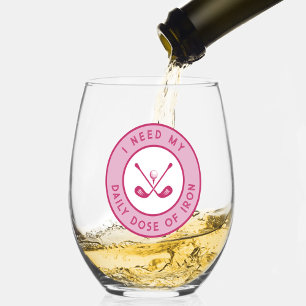 可愛いゴルファーおもしろいユーモアゴルフピンクアイアンスポーツプロ ステムなしワイングラス