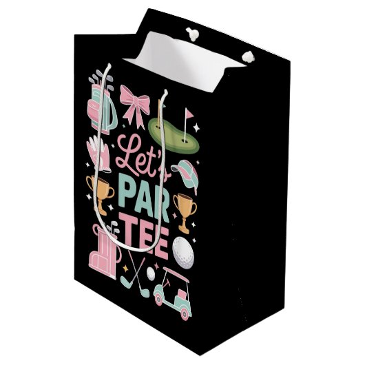 可愛いゴルファーのプレゼント Let's Par Tee ゴルフ ミディアムペーパーバッグ (正面アングル)