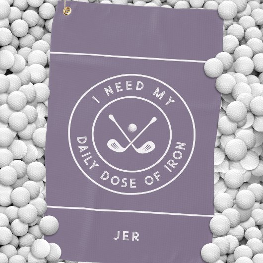 可愛いゴルファーのユーモアのゴルフアイアンスポーツプロパープル ゴルフタオル