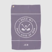 可愛いゴルファーのユーモアのゴルフアイアンスポーツプロパープル ゴルフタオル (正面)