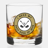 可愛いゴルファーのユーモアゴルフアイアンスポーツプロブラック金ゴールド ウイスキーグラス