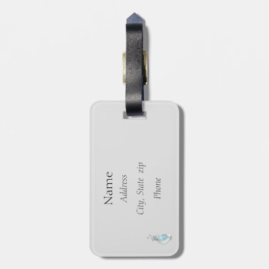 可愛いゴルフカート青い水色モノグラム ラゲッジタグ (裏面縦)