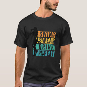 可愛いゴルフスウィングウェア飲み物リピーターLove Golf For W Tシャツ