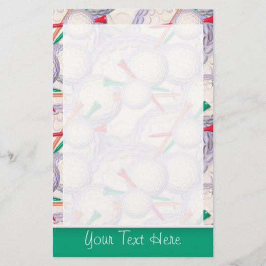 可愛いゴルフボール&ティー柄 便箋 (正面)