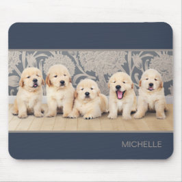 可愛いゴールデンレトリバーパピードッグパーソナライズされた名 マウスパッド