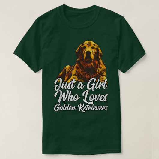 可愛いゴールデンレトリバー大好きな女の子 Tシャツ (デザイン正面)