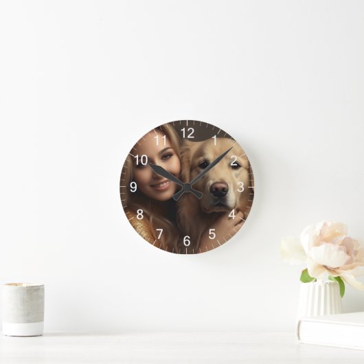 可愛いゴールデン最高のレトリーバー犬のマママママインズマウスパッド ラウンド壁時計 (ホーム)
