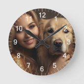 可愛いゴールデン最高のレトリーバー犬のマママママインズマウスパッド ラウンド壁時計 (正面)