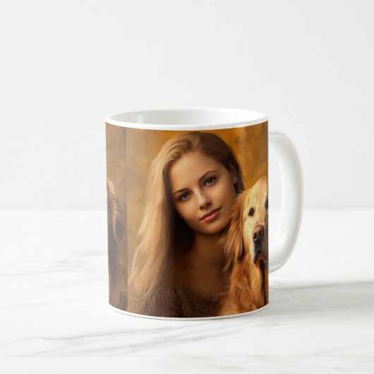 可愛いゴールデン最高のレトリーバー犬の母は今まで2枚の写真 コーヒーマグカップ (正面右)