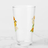 可愛いゴールドフィンチガーデンバードマリゴールド黄色の花 タンブラーグラス (左)