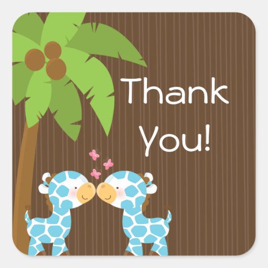 可愛いサファリのキリン複数の赤ちゃんシャワーのシール スクエアシール (正面)