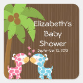 可愛いサファリのキリン複数の赤ちゃんシャワーのシール スクエアシール (正面)