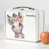 可愛いサファリの野生の動物の子供の水色 メタルランチボックス (インサイチュ)