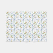 可愛いサファリカラフルアニマルネームベビーキッズホワイト フリースブランケット (正面(横))