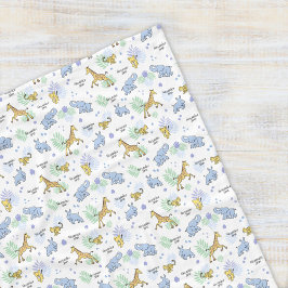 可愛いサファリカラフルアニマルネームベビーキッズホワイト フリースブランケット