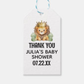 可愛いサファリキングライオンベビーシャワーありがとう ギフトタグ (正面)
