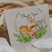 可愛いサファリジャングルベビーシャワーありがとうご注意 サンキューカード