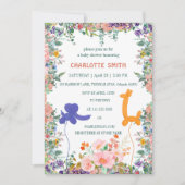 可愛いサファリゾウgiraffe balloon flora waterco 招待状 (正面)